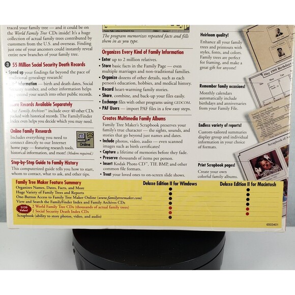 Vintage Windows Original Family Tree Maker 1996 Deluxe Edition II NEW Sealed - Picture 11 of 16